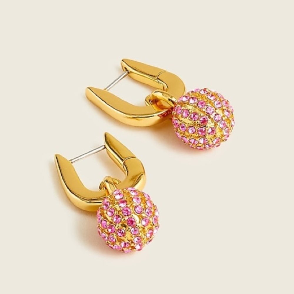 j.crew Pavé ball huggie hoop earrings NEW - Picture 1 of 3